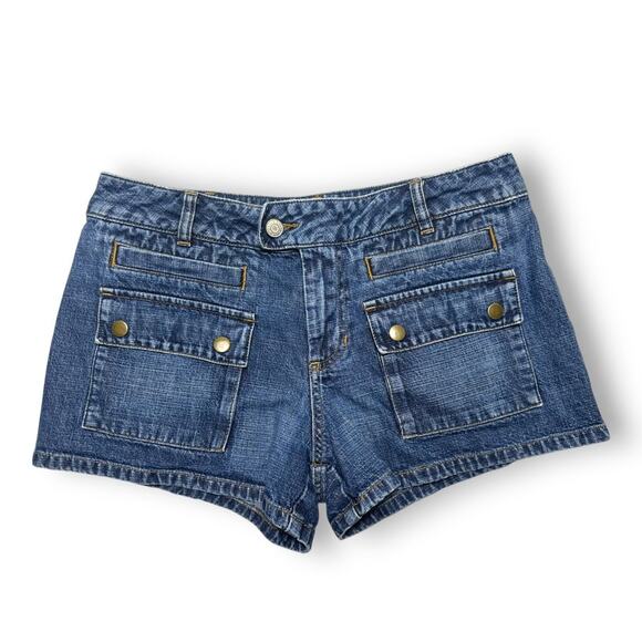 Vintage Y2K Old Navy Denim Blue Jean Cargo Utility Pockets Shorts Size 8 - Picture 1 of 7